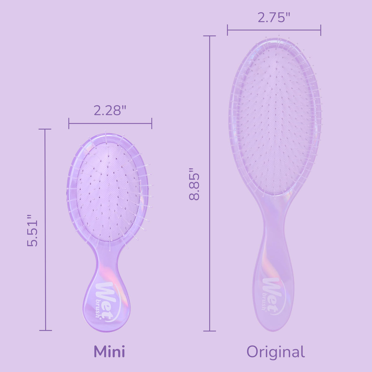 Wet Brush Mini Démêlant Prismatic Glow Violet avec son emballage