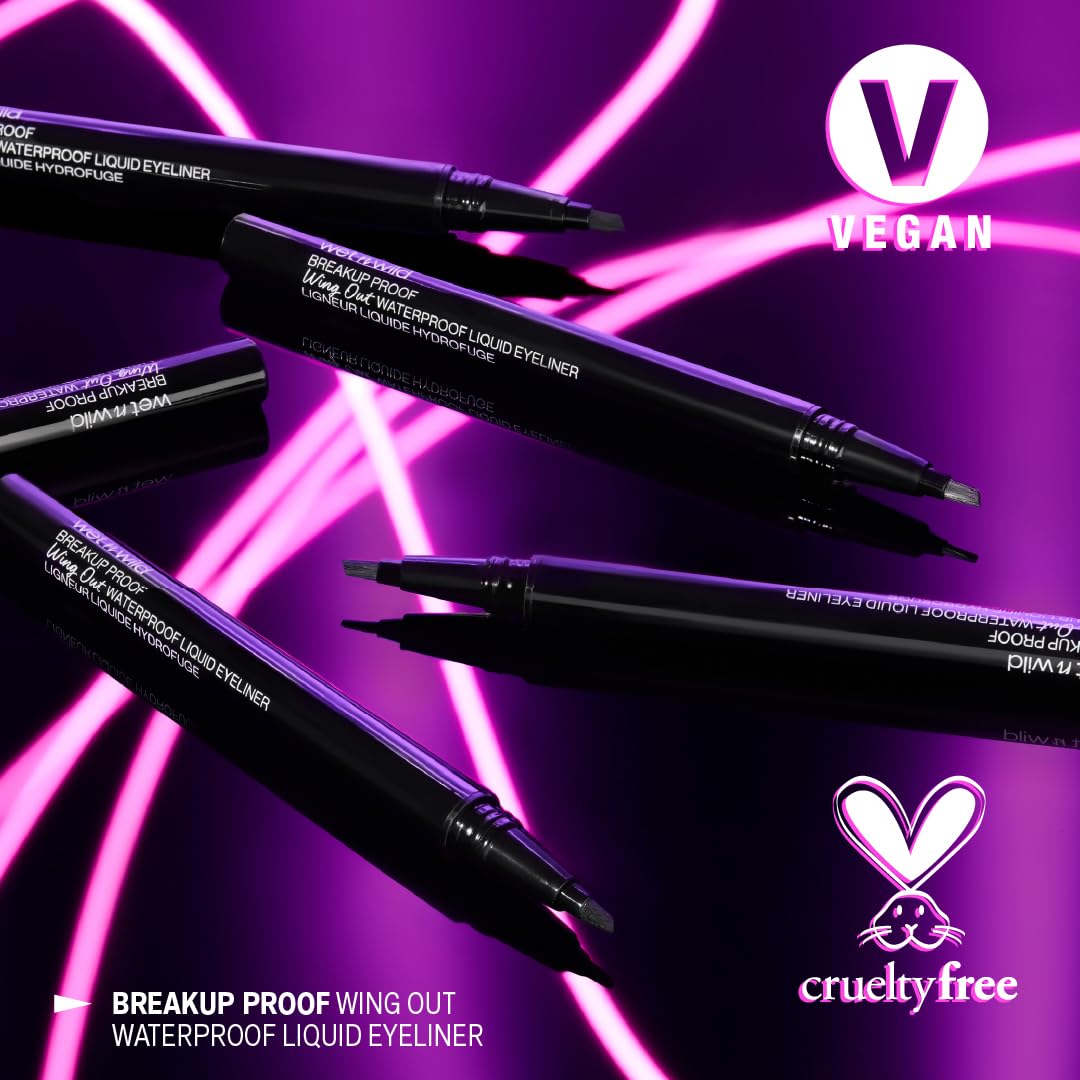 wet n wild Eyeliner Liquide Ultra Noir avec maquillage complet