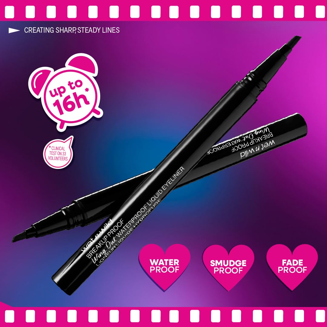 wet n wild Eyeliner Liquide Waterproof Ultra Noir pinceau angulé