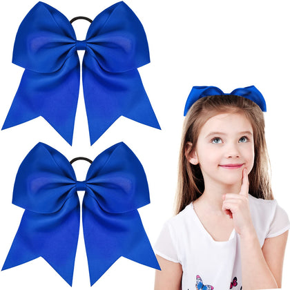 WILLBOND 2 Packs Jumbo Cheerleading Bow bleu modèle avant avec nœud large