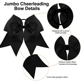 WILLBOND ruban de cheerleading jumbo noir, arrière avec élastique