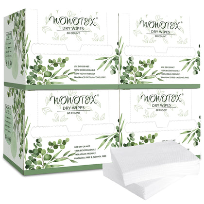 WOWOTEX Serviettes de Visage Jetables Biologiques - boîte avec 240 pièces
