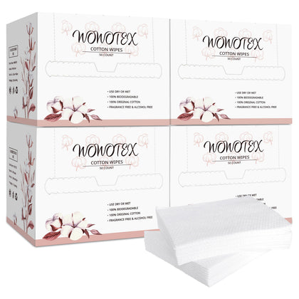 WOWOTEX serviettes de visage jetables en coton 100% vue de face