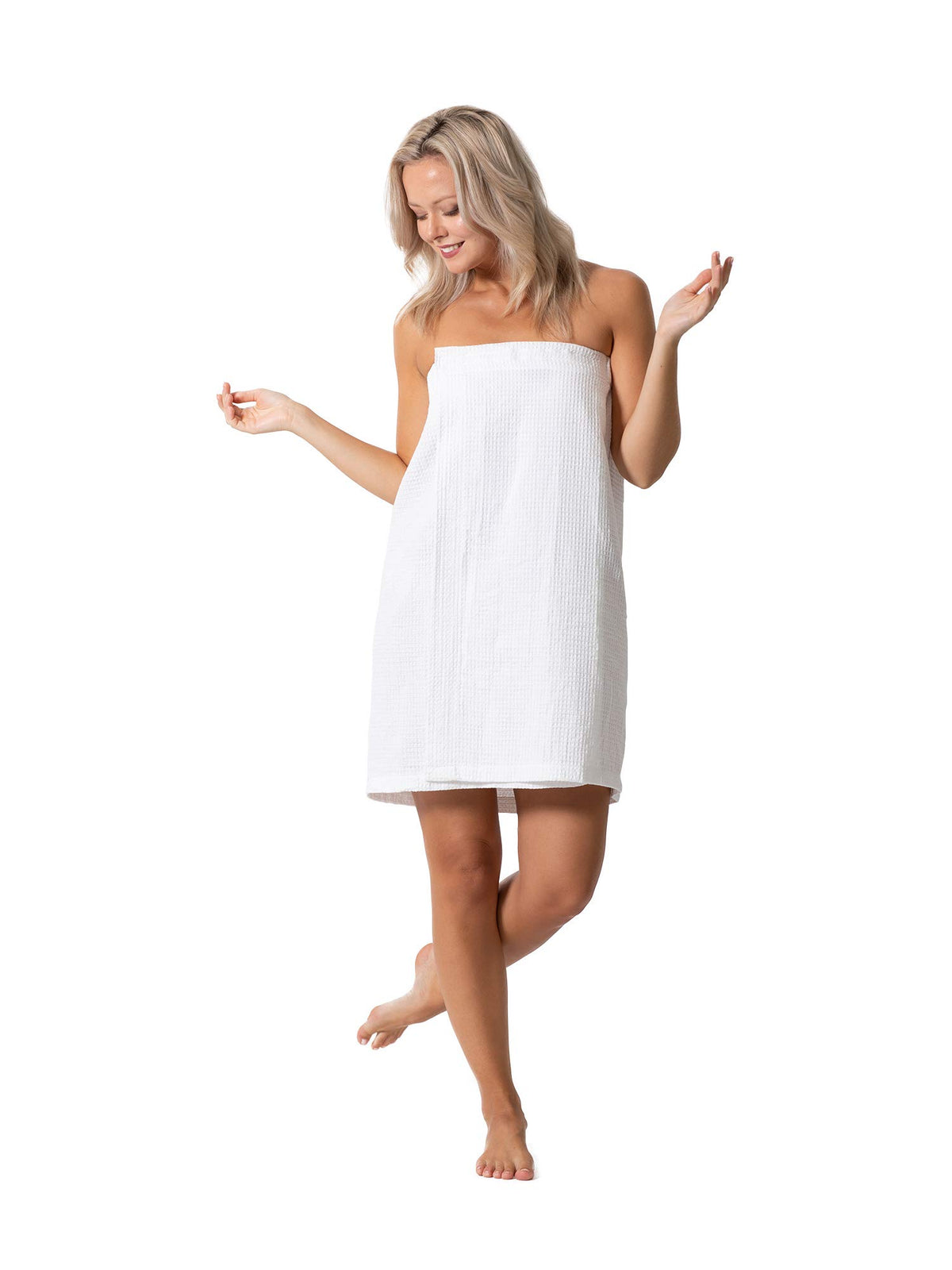 Wrap de spa en lin turc femme couleur blanche vue avant