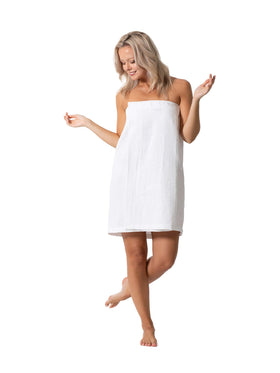 Wrap de spa en lin turc femme couleur blanche vue avant