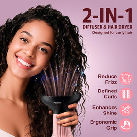 WUFAYHD Sèche-Cheveux 2-en-1 avec Diffuseur vue arrière