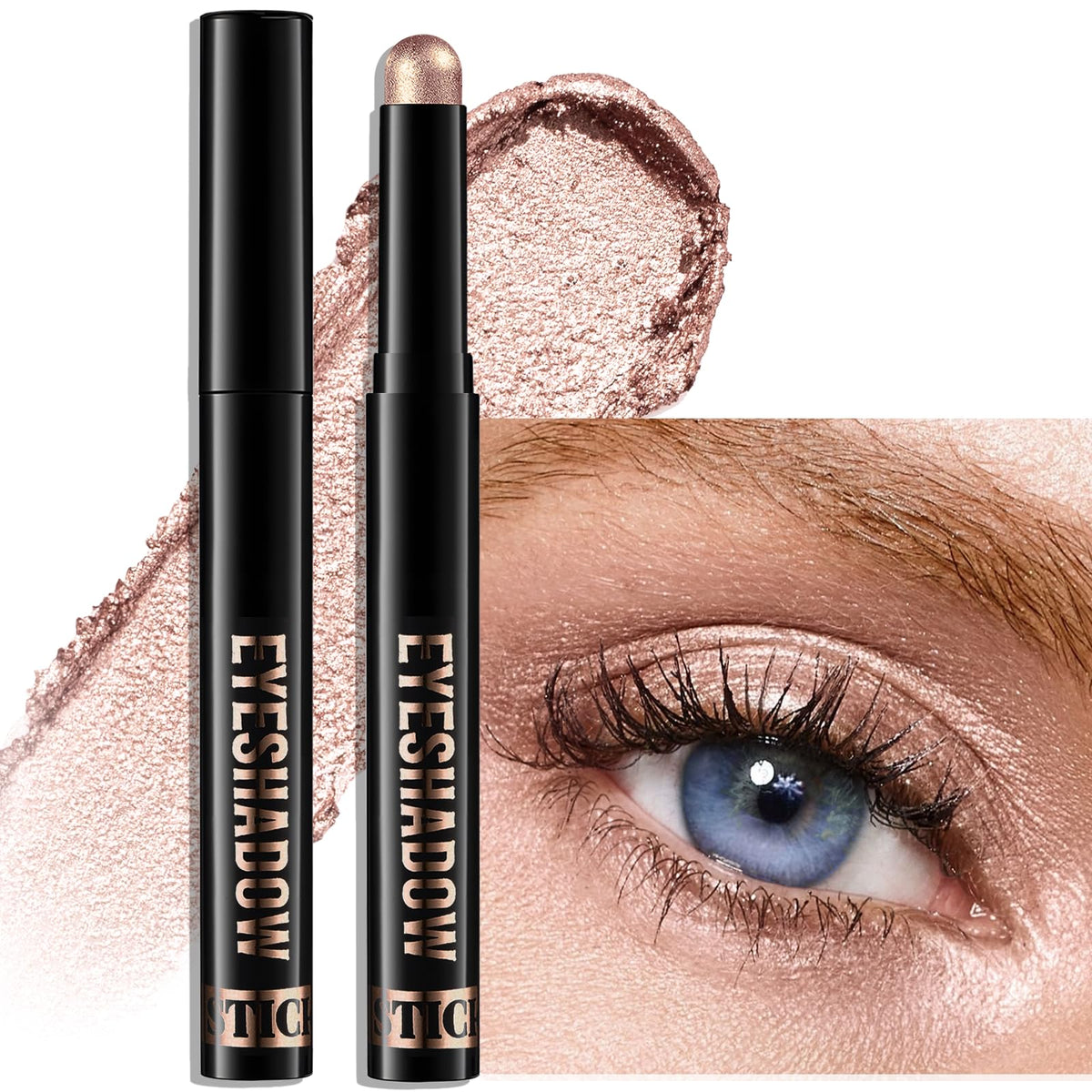 Wugbc Crayon Ombre à Paupières Rose Champagne Pailleté, vue avant