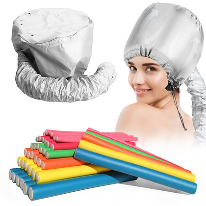 xnicx Ensemble de 42 rouleaux flexibles 2 en 1 avec bonnet de séchage