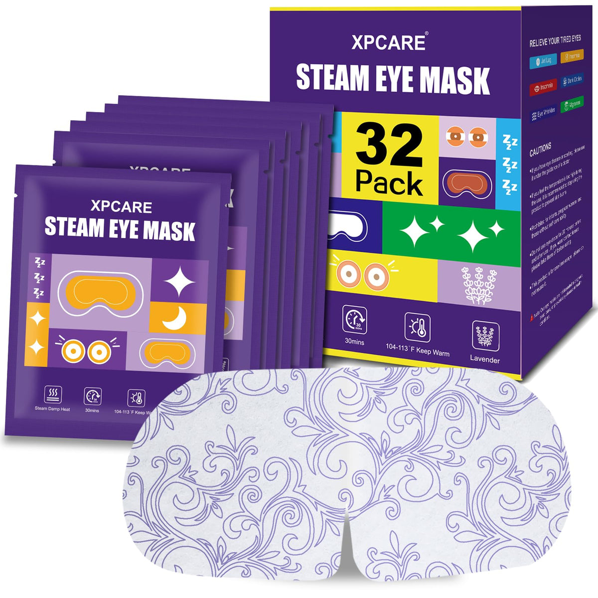 XPCARE Masque Oculaire à Vapeur Lavande vue avant