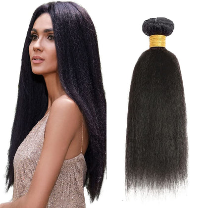 Yaki Straight Bundles Cheveux Humains 26 Pouces #1B vue de face