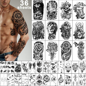 Yazhiji tatouages temporaires 36 feuilles taille grande