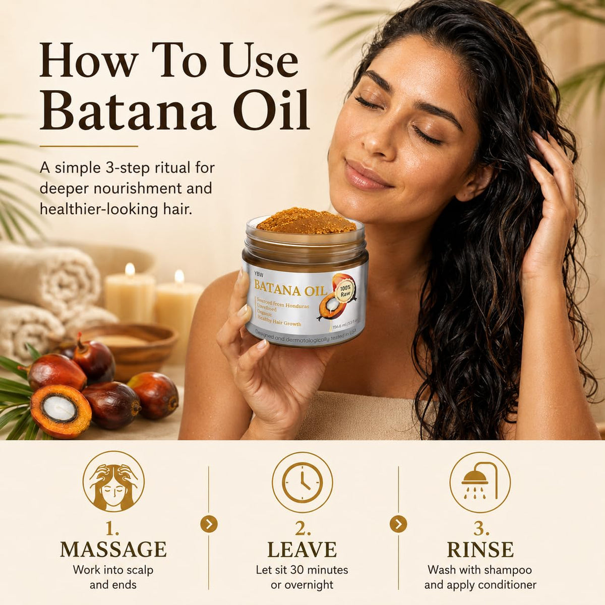 YBW Huile de Batana 159g sur fond naturel