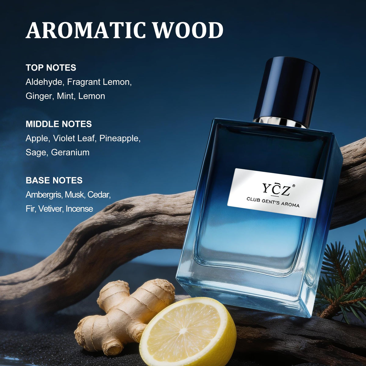Ycz Eau de Parfum pour Homme 50 ml en situation sur une coiffeuse