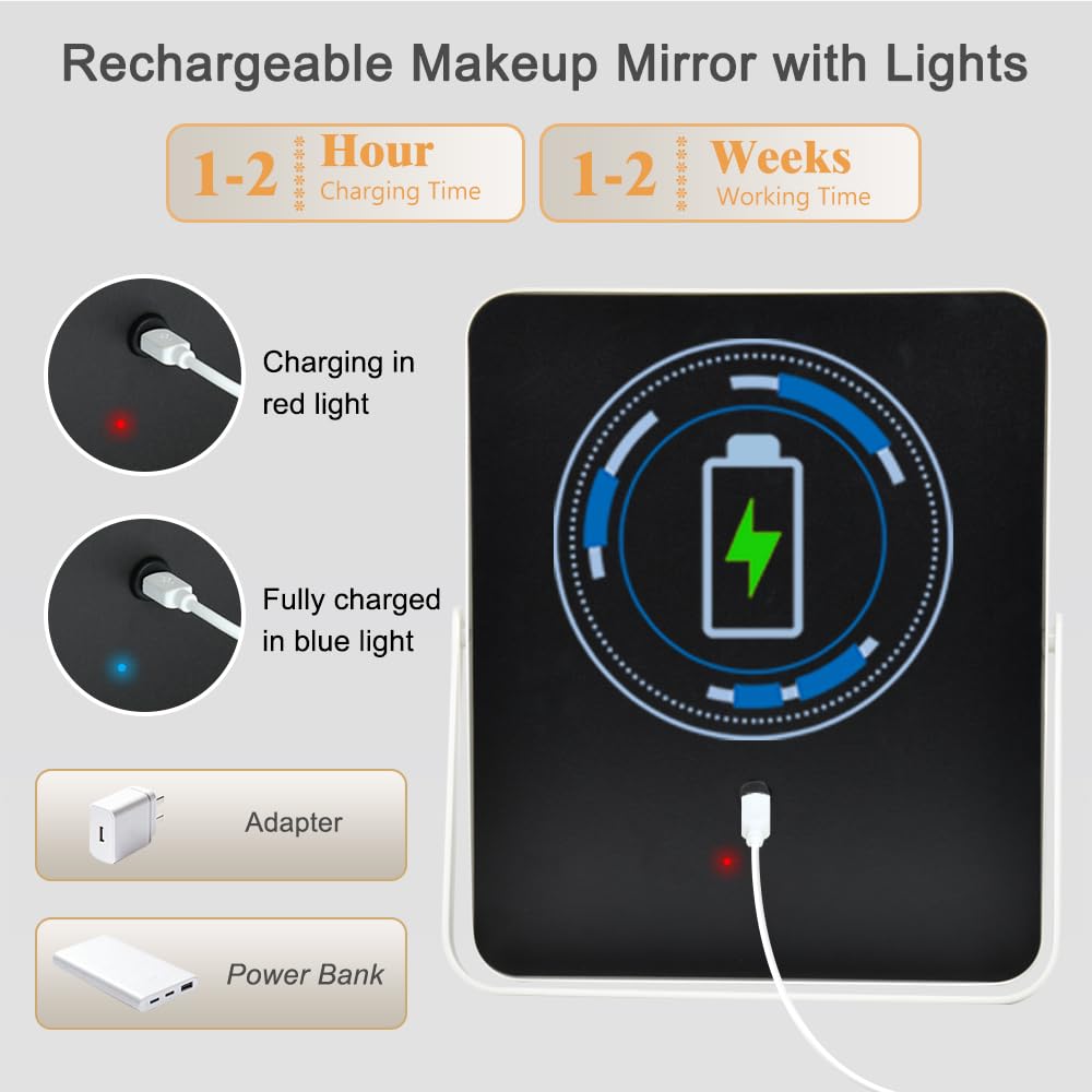 YEKKOPT miroir de maquillage portable côté gauche avec écran tactile