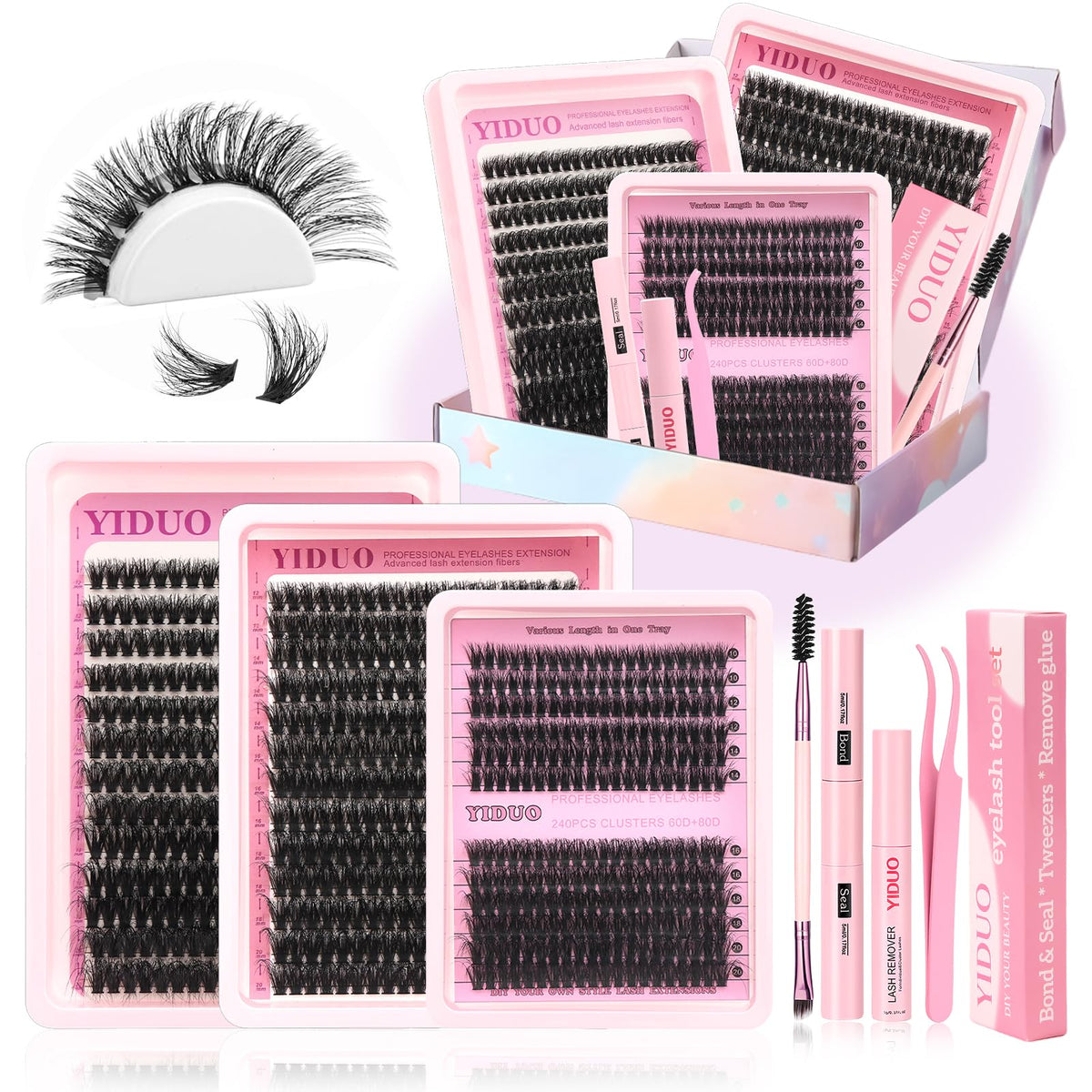 YIDUO Kit d'Extensions de Cils 760Pcs vue de face