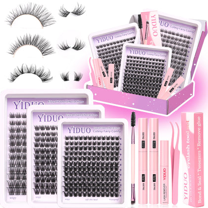 YIDUO Kit de cils cluster 432 pcs avec différents styles