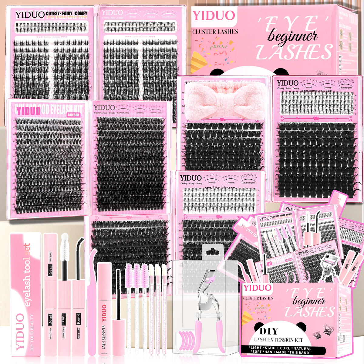 YIDUO Kit de Cils en Vrac 1888 Pcs avec accessoires inclus