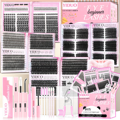 YIDUO Kit de Faux Cils 1916Pcs vue de face avec tous les accessoires