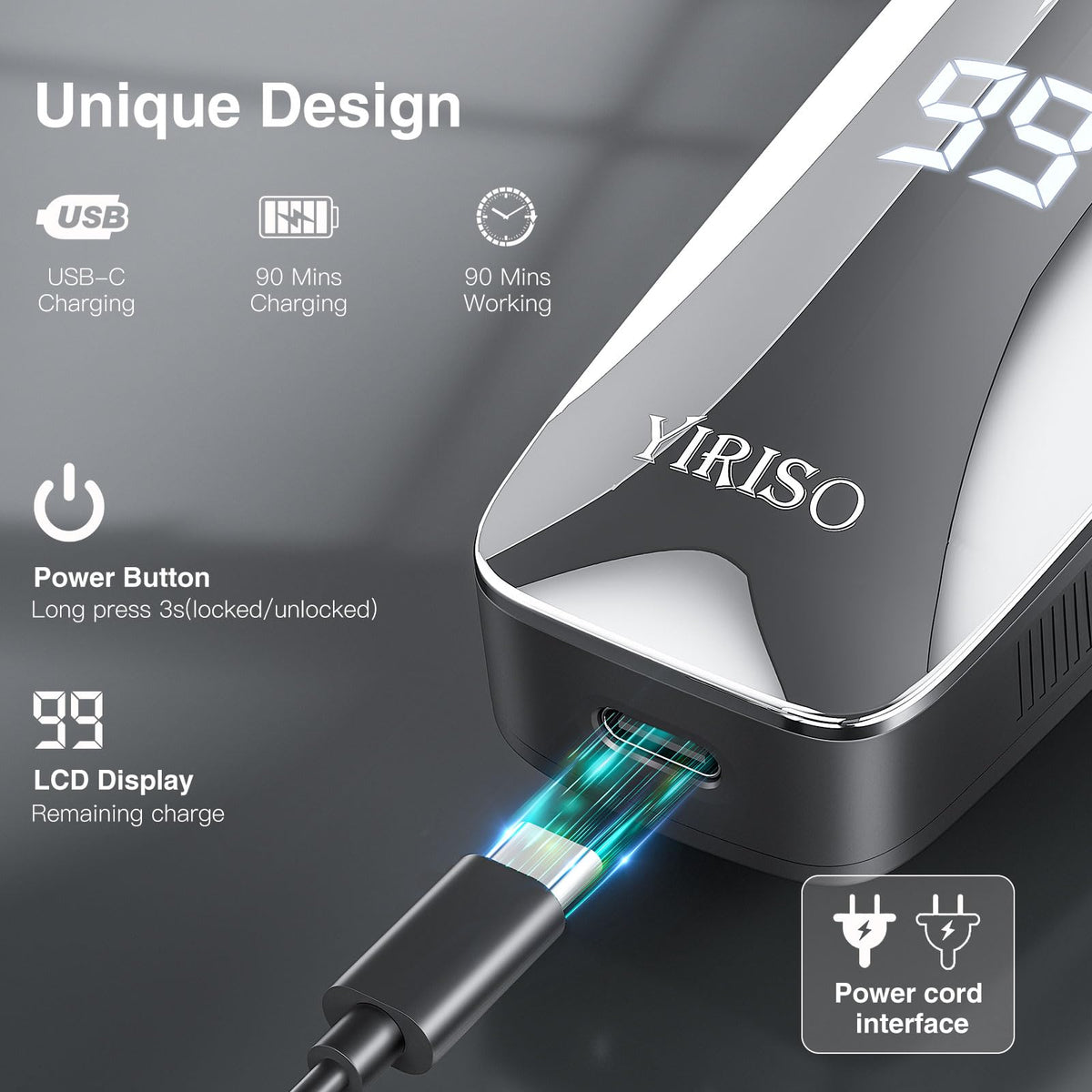 YIRISO rasoir électrique homme avec brosse de nettoyage et manuel