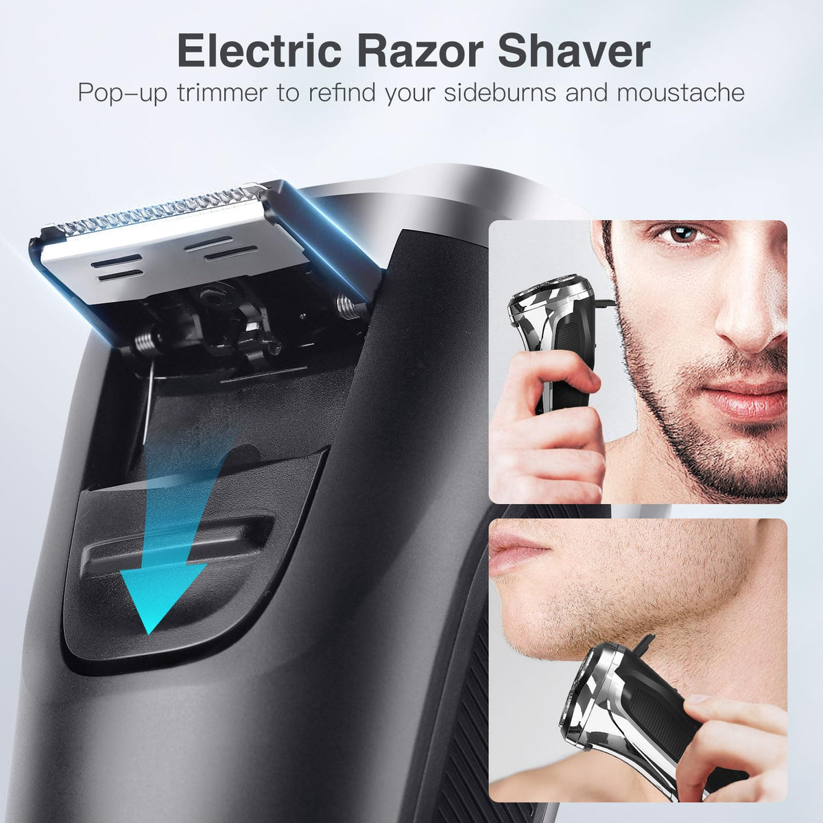 YIRISO rasoir électrique homme avec trimmer pop-up actif