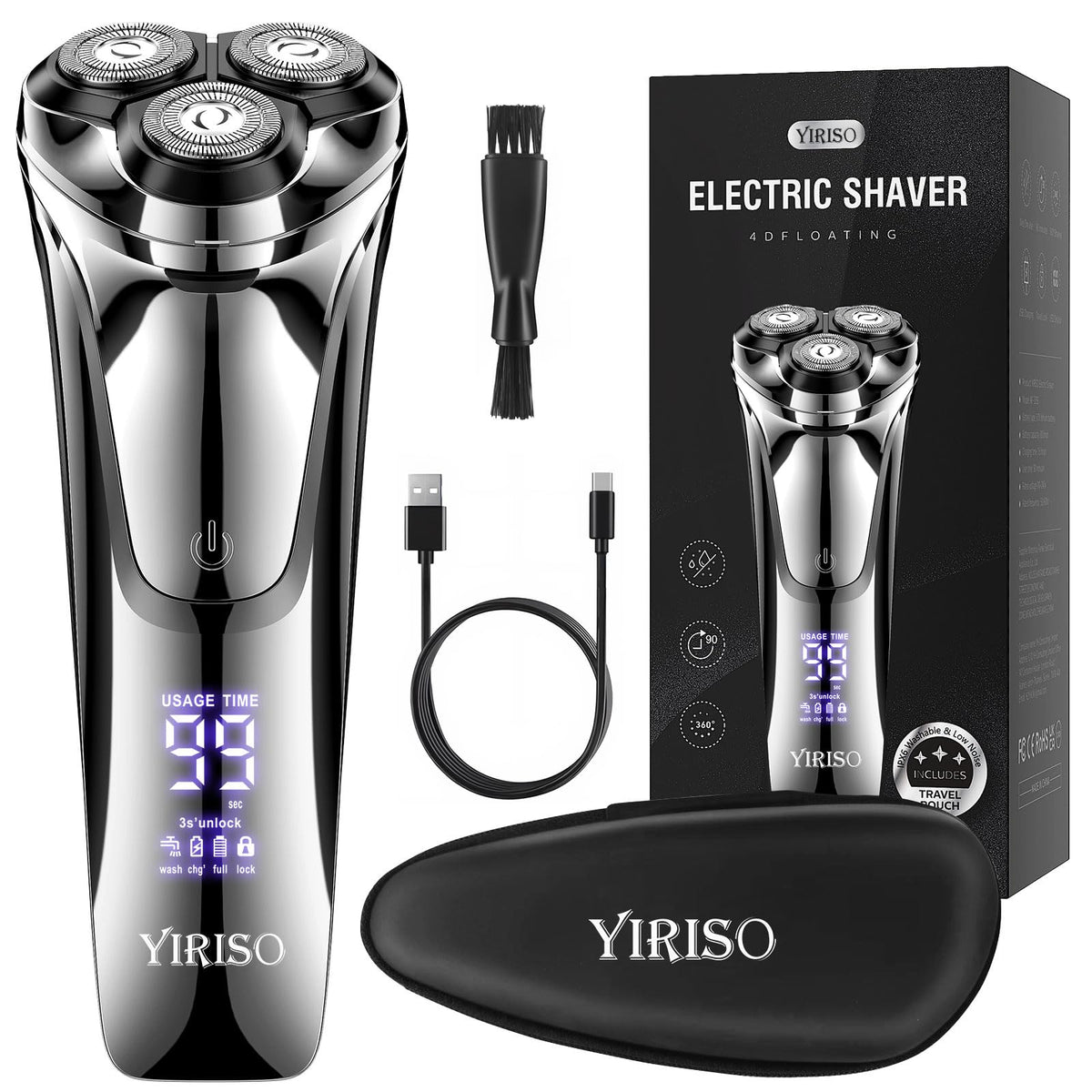 YIRISO rasoir électrique homme vue avant avec tête flottante 4D