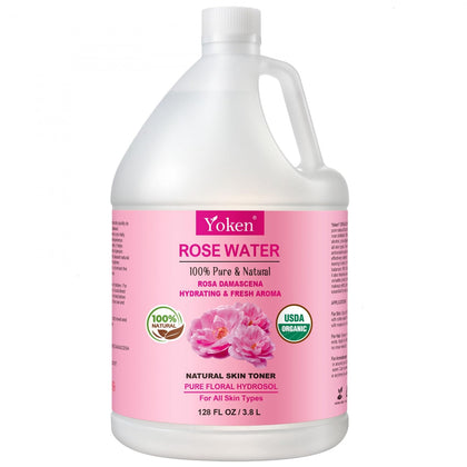 Yoken Eau de Rose Bio 128oz vue avant avec bouchon