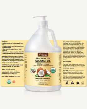 Yoken Huile de Coco Fractionnée Bio 128 oz avec accessoires de spa