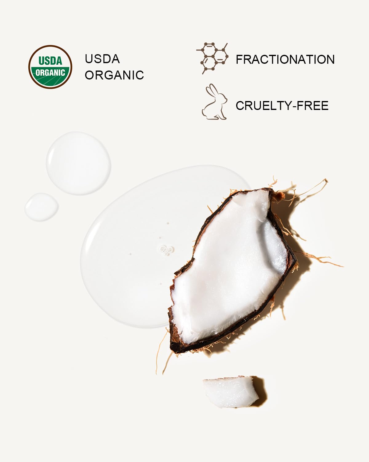 Yoken Huile de Coco Fractionnée Bio 128 oz étiquette et bouchon