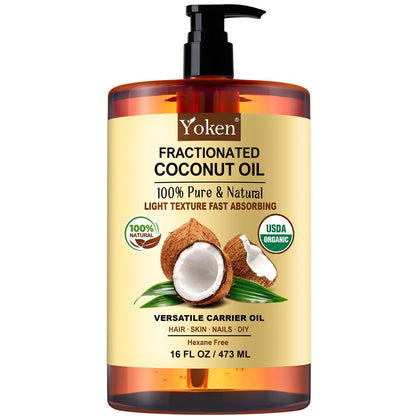 Yoken Huile de Coco Fractionnée Bio 16oz vue de face