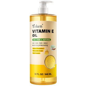 Yoken Huile de Vitamine E 32 oz vue de face avec pompe