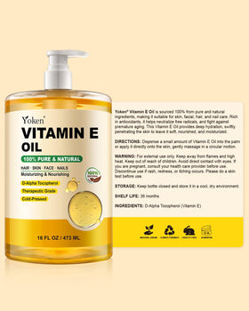 Yoken Huile de Vitamine E avec éléments de décoration naturelle