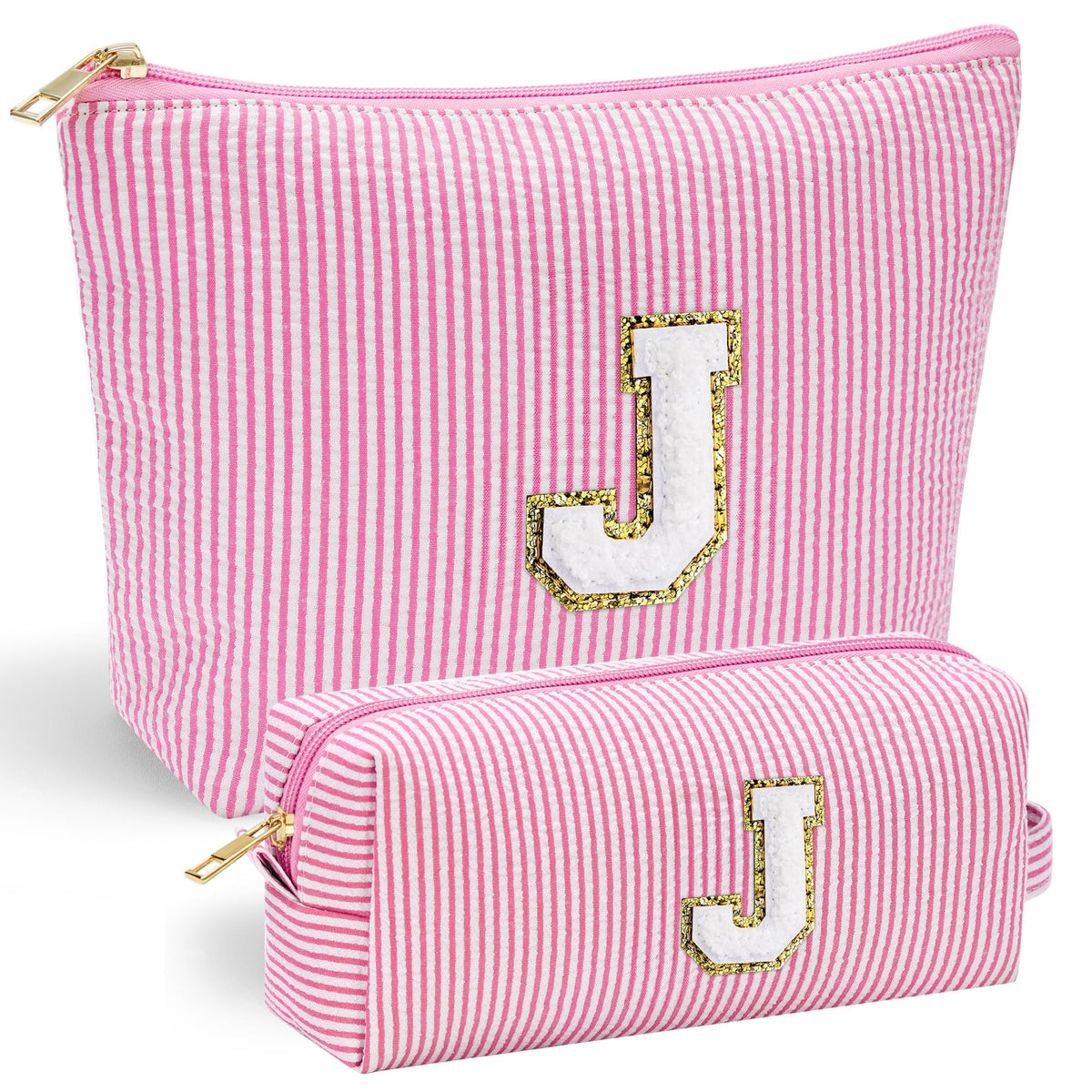 YOOLIFE trousse de maquillage rose avec lettrage en chenille