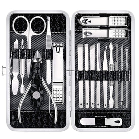 Yougai Kit de Manucure 18 pièces avec étui en cuir PU noir