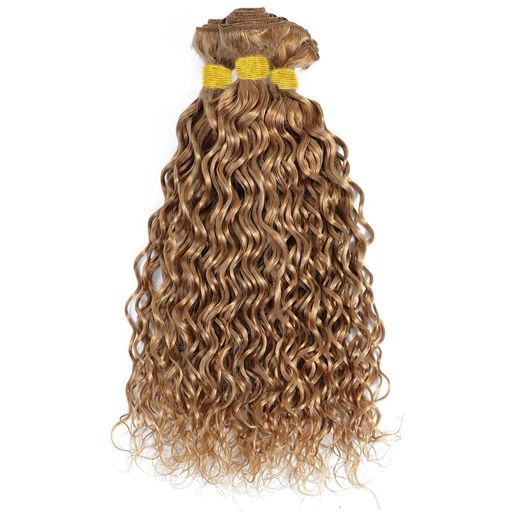 YOUNGHANN Extensions Cheveux Humains Blonde Miel vue arrière