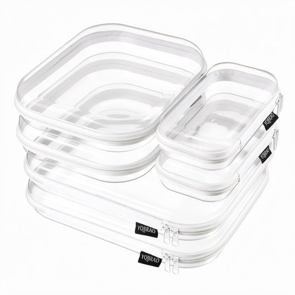 YQBRAO ensemble de 6 étuis zippés transparents, vue de face