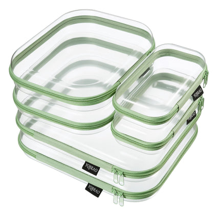 YQBRAO Étui Zippé Rigide Transparent vert, vue de face