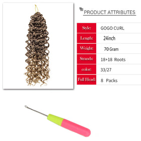 YXCHERISHAIR Cheveux Bouclés Crochet GoGo 18 pouces en gros plan