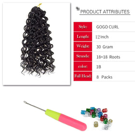 YXCHERISHAIR cheveux bouclés en crochet GoGo 12 pouces texture douce