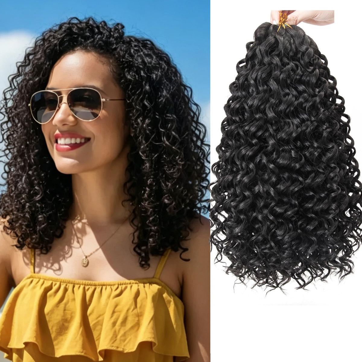 YXCHERISHAIR cheveux bouclés en crochet GoGo 12 pouces vue avant