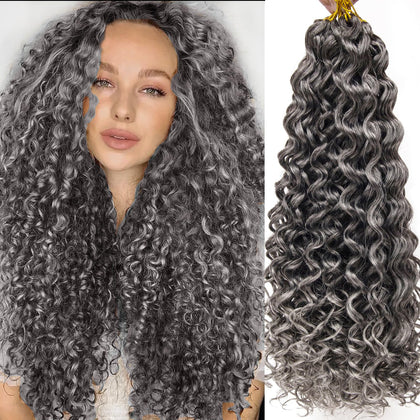 YXCHERISHAIR Cheveux Bouclés GoGo 24 pouces couleur 1B/Grey, vue de face