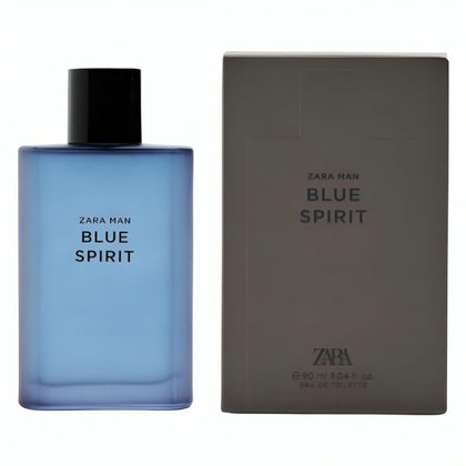 Zara Man Blue Spirit Eau de Toilette 90 ML vue avant avec flacon design