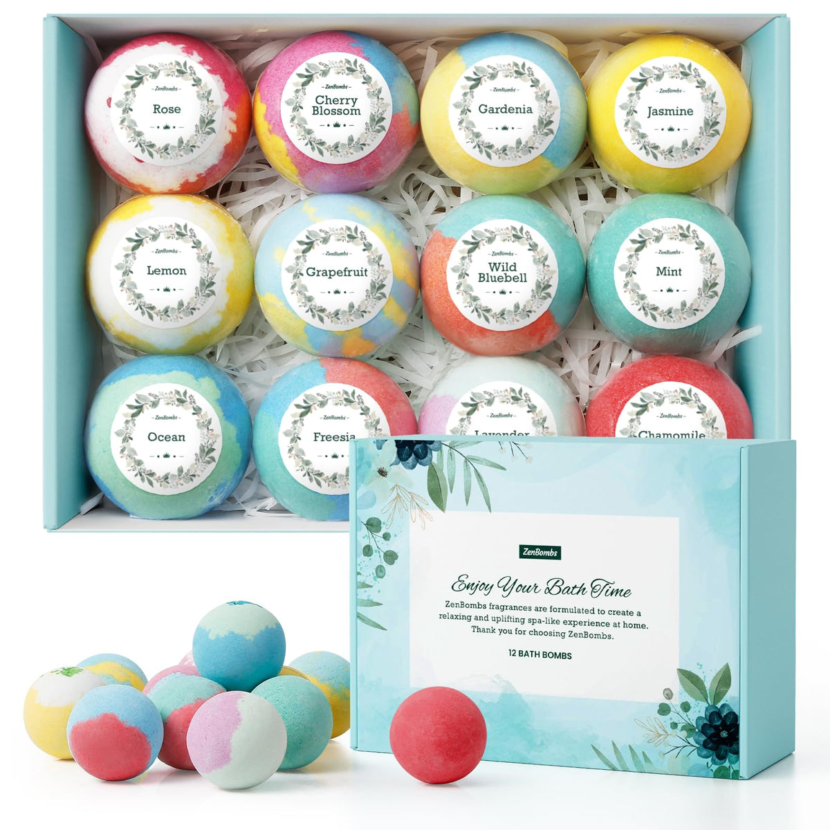 ZenBombs bombes de bain avec 12 parfums différents en boîte