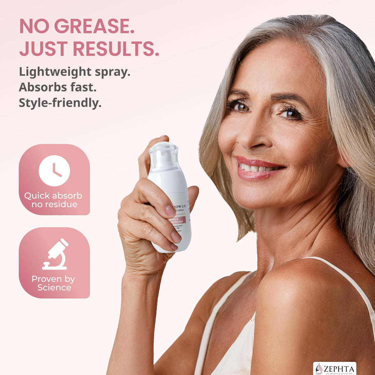 Zephta Spray de Croissance Capillaire 1,7 fl oz sur un coiffeur