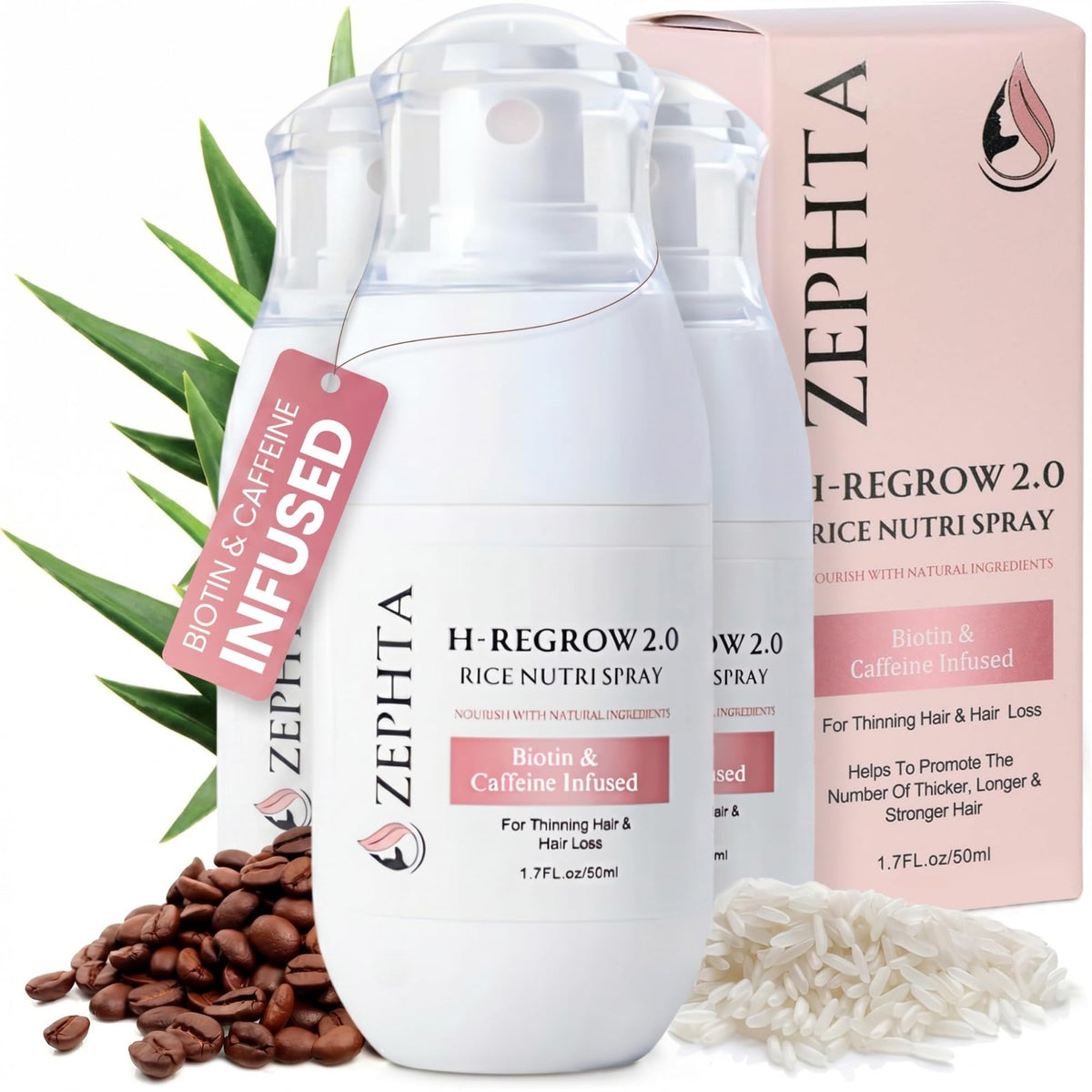 Zephta Spray de Croissance Capillaire 1,7 fl oz vue de face