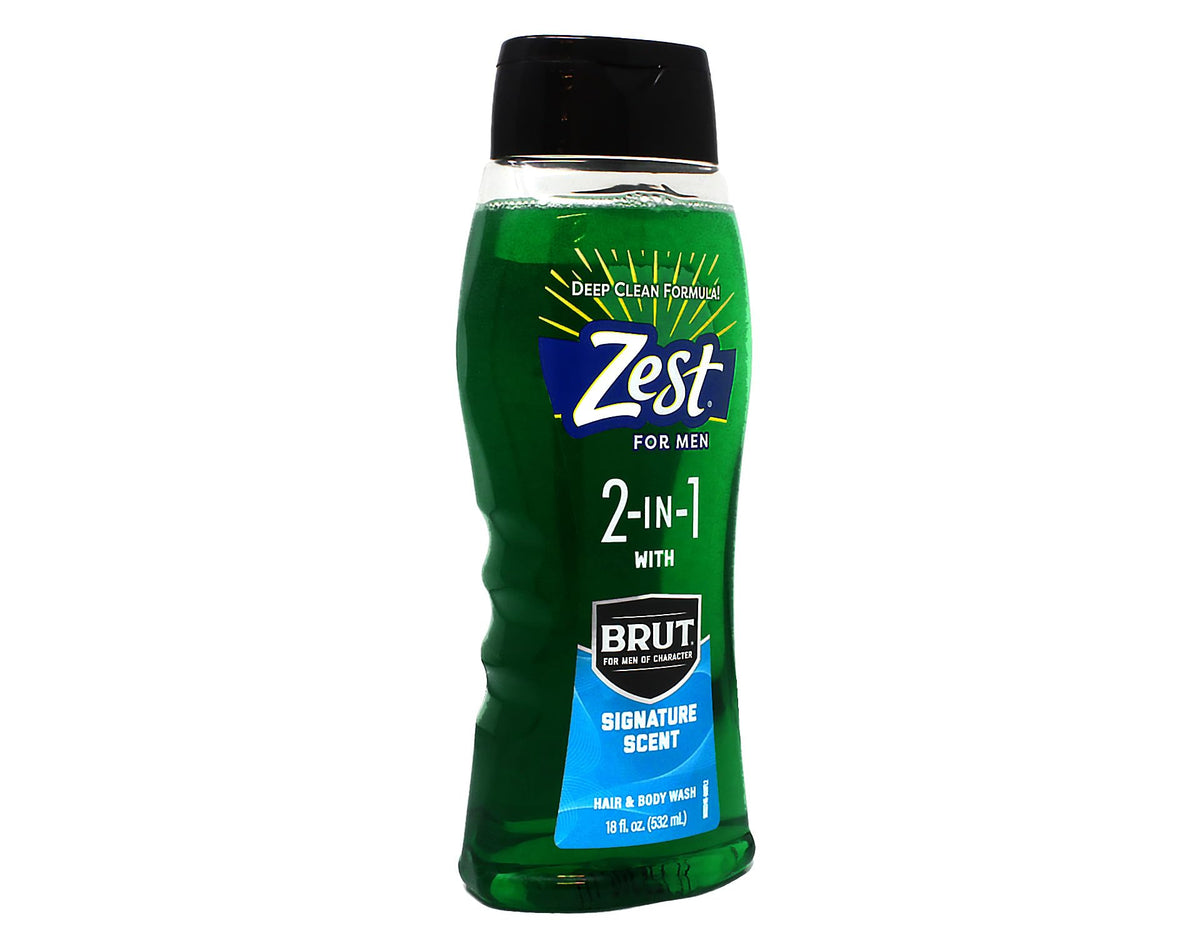 Zest Gel Douche 2-en-1 532 ml sur un fond de salle de bain