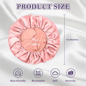 ZHENSILK bonnets en soie noir et rose avec élastique visible