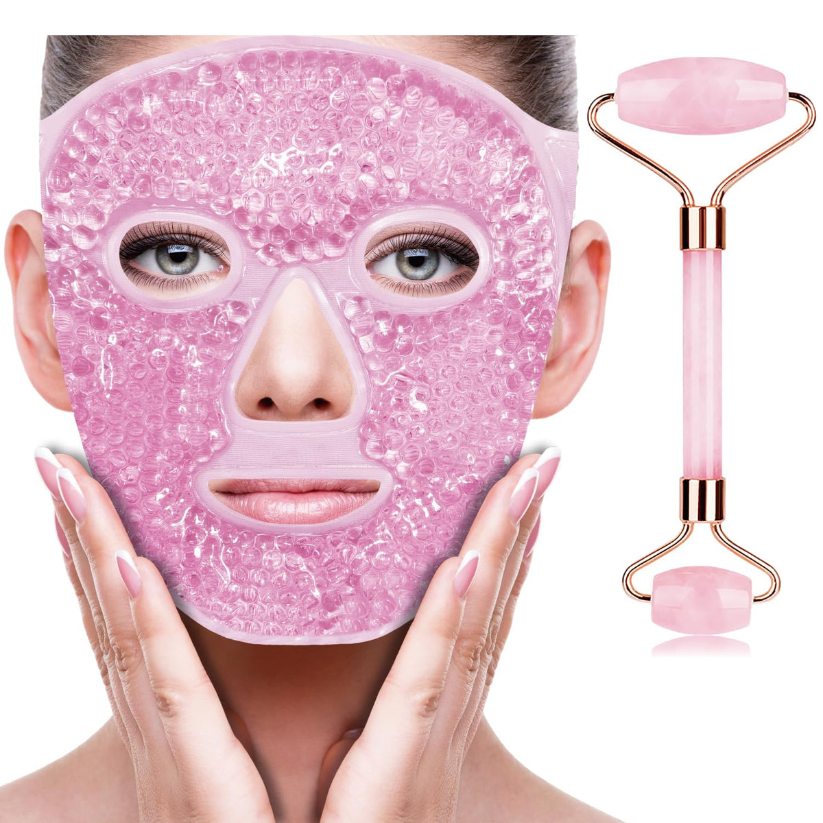 ZNÖCUETÖD roller en jade avec détails en quartz rose