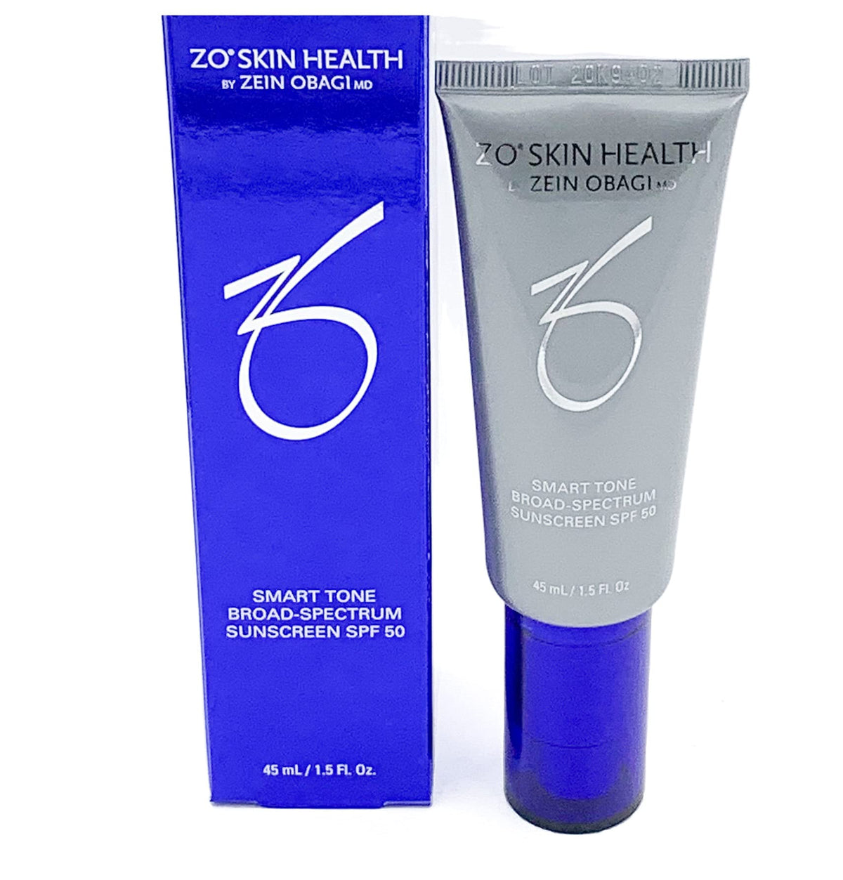 ZO SKIN HEALTH Crème Solaire Smart Tone SPF 50 vue avant avec tube blanc