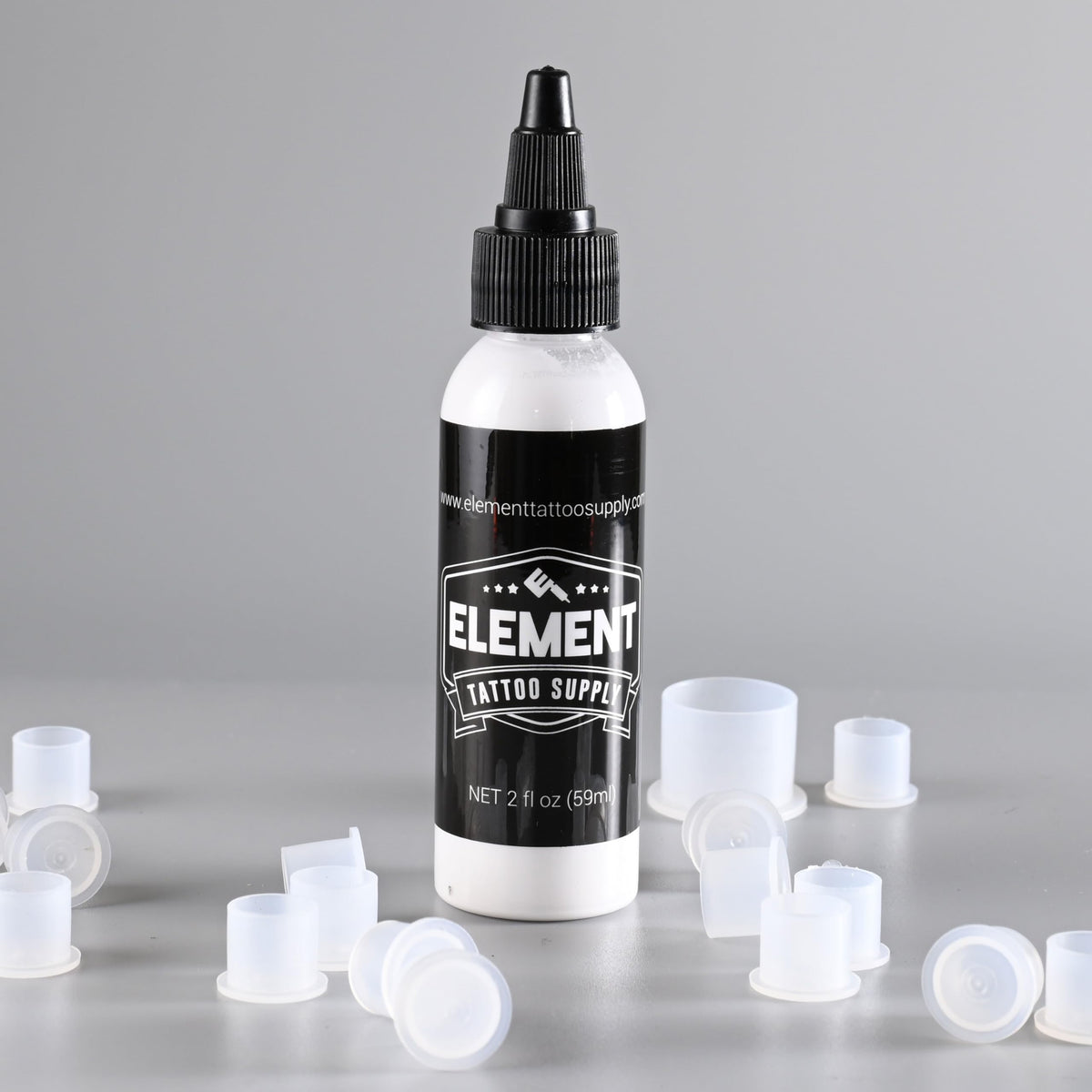 Zoom sur la texture de l'encre blanche Element Tattoo Supply