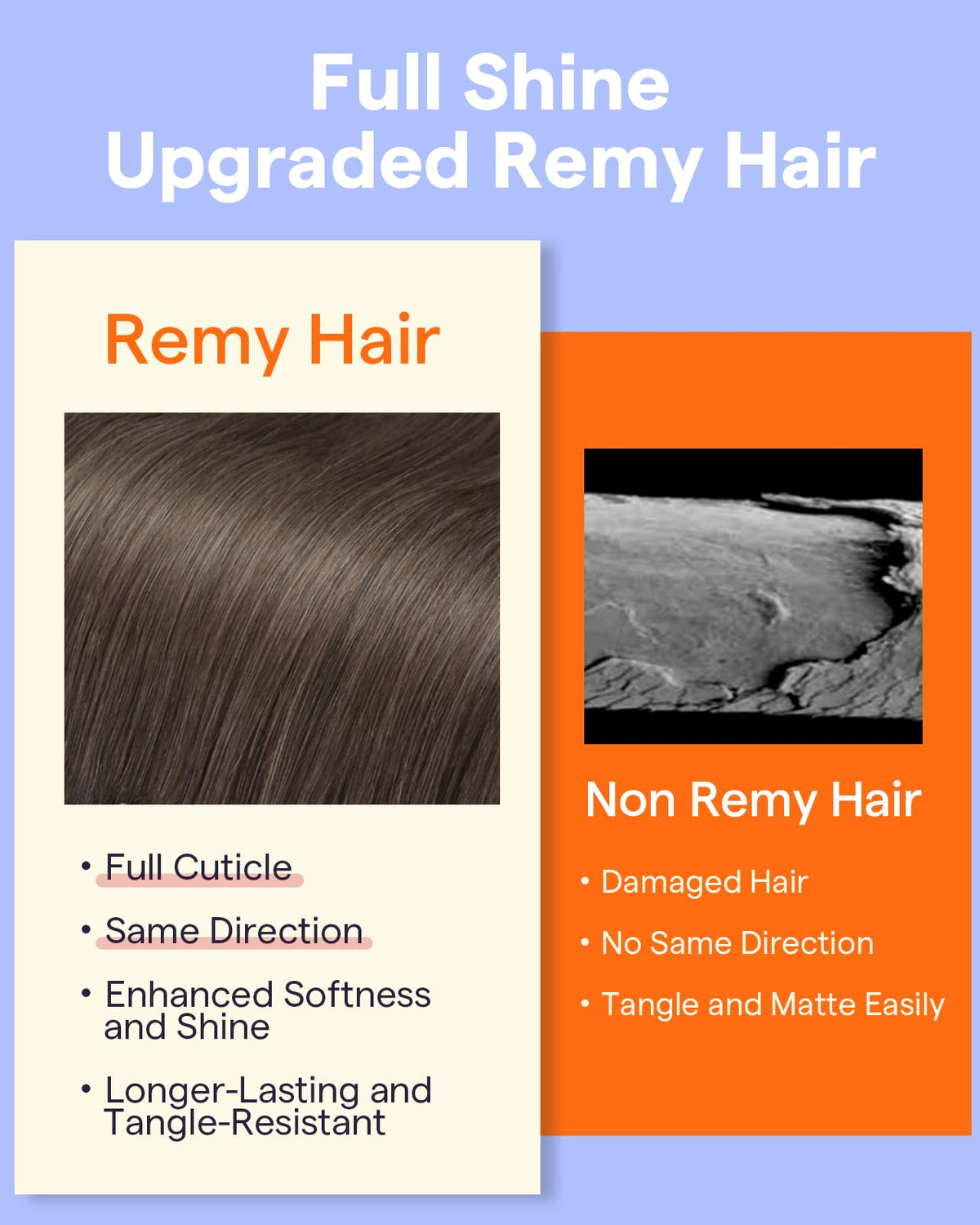 Zoom sur la texture des extensions en cheveux Remy